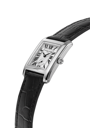 FREDERIQUE CONSTANT CLASSICS CARREE SMALL SEC RECTANGULAR QUARTZ ON BLACK LEATHER