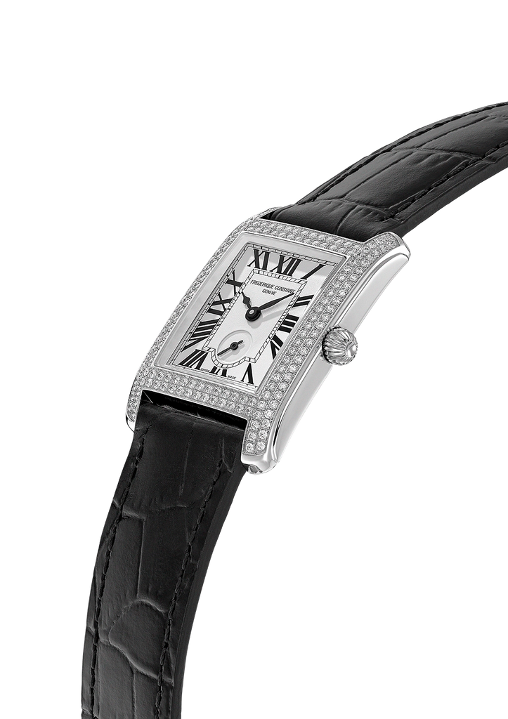 FREDERIQUE CONSTANT CLASSICS CARREE SMALL SEC RECTANGULAR FULL DIAMONDS QUARTZ ON BLACK LEATHER (Copy)