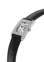 Load image into Gallery viewer, FREDERIQUE CONSTANT CLASSICS CARREE SMALL SEC RECTANGULAR FULL DIAMONDS QUARTZ ON BLACK LEATHER (Copy)