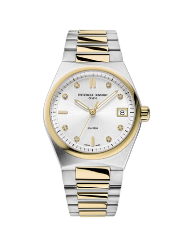 FREDERIQUE CONSTANT HIGHLIFE LADIES QUARTZ SILVER DIAMOND 2 TONES YG BRACELET
