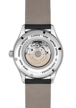 Load image into Gallery viewer, CLASSICS HEART BEAT AUTOMATIC SILVER DIAL OPEN HEART ON BLACK LEATHER