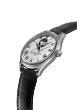 Load image into Gallery viewer, CLASSICS HEART BEAT AUTOMATIC SILVER DIAL OPEN HEART ON BLACK LEATHER
