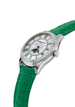 Load image into Gallery viewer, FREDERIQUE CONSTANT CLASSICS ELEGANCE LUNA FULL DIAMOND MOONPHASE ON GREEN LEATHER STRAP