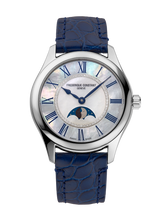 Load image into Gallery viewer, FREDERIQUE CONSTANT CLASSICS ELEGANCE LUNA MOONPHASE MOP ON BLUE LEATHER STRAP
