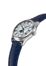 Load image into Gallery viewer, FREDERIQUE CONSTANT CLASSICS ELEGANCE LUNA MOONPHASE MOP ON BLUE LEATHER STRAP