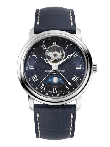 CLASSICS HEART BEAT MOONPHASE DATE BLUE DIAL ON BLUE LEATHER STRAP