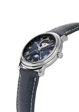 Load image into Gallery viewer, CLASSICS HEART BEAT MOONPHASE DATE BLUE DIAL ON BLUE LEATHER STRAP