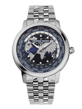 Load image into Gallery viewer, FREDERIQUE CONSTANT CLASSICS WORLDTIMER MANUFACTURE BLUE ON BRACELET