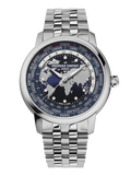 FREDERIQUE CONSTANT CLASSICS WORLDTIMER MANUFACTURE BLUE ON BRACELET