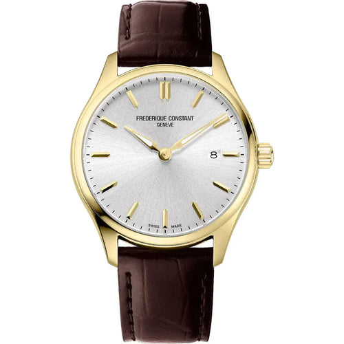 FREDERIQUE CONSTANT CLASSICS QUARTZ GOLD PLATED ON LEATHER STRAP