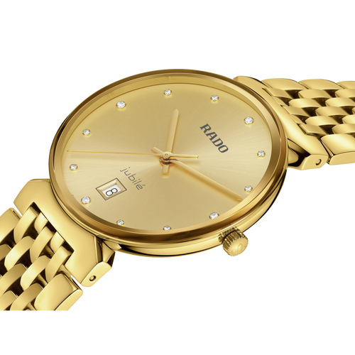 Rado Florence Classic Diamond Gold Dial YG PVD Quartz 38mm
