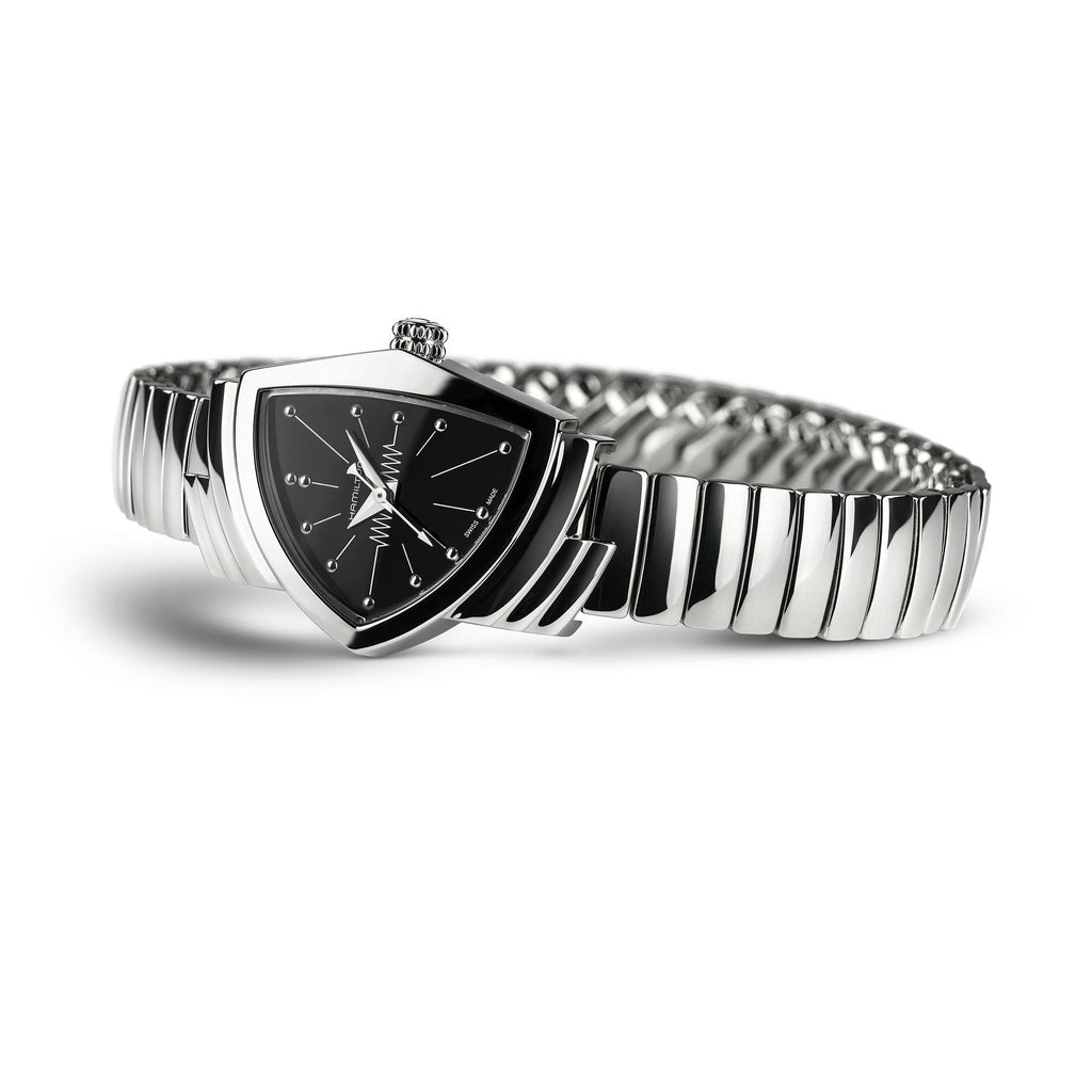 Hamilton Ventura Black Quartz on bracelet