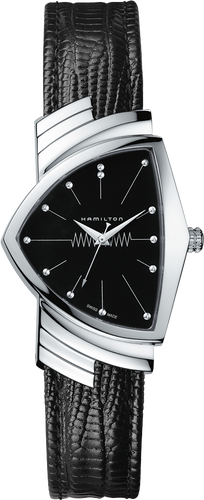 Hamilton Ventura Black Quartz on Leather