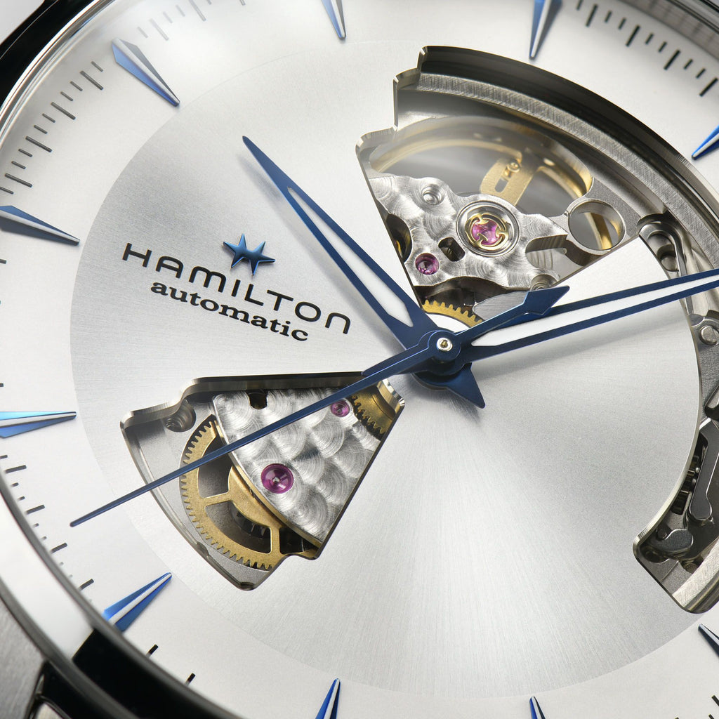 Hamilton Jazzmaster Open Heart Silver with Blue Auto on Bracelet 40mm