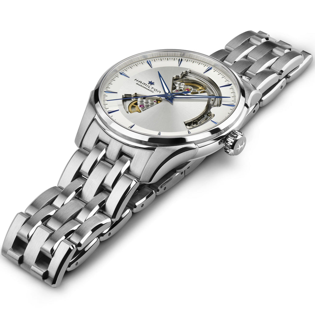 Hamilton Jazzmaster Open Heart Silver with Blue Auto on Bracelet 40mm