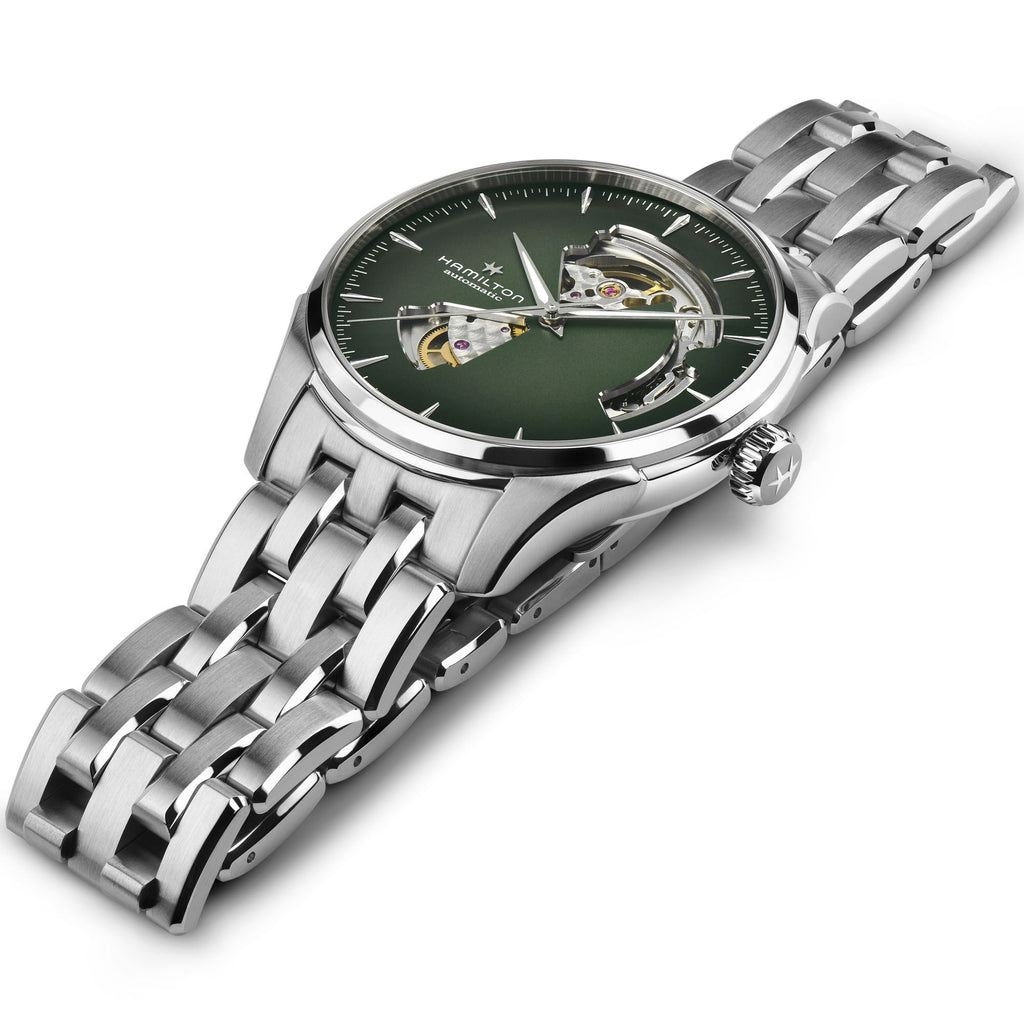 Hamilton Jazzmaster Open Heart Green Auto on Bracelet 40mm