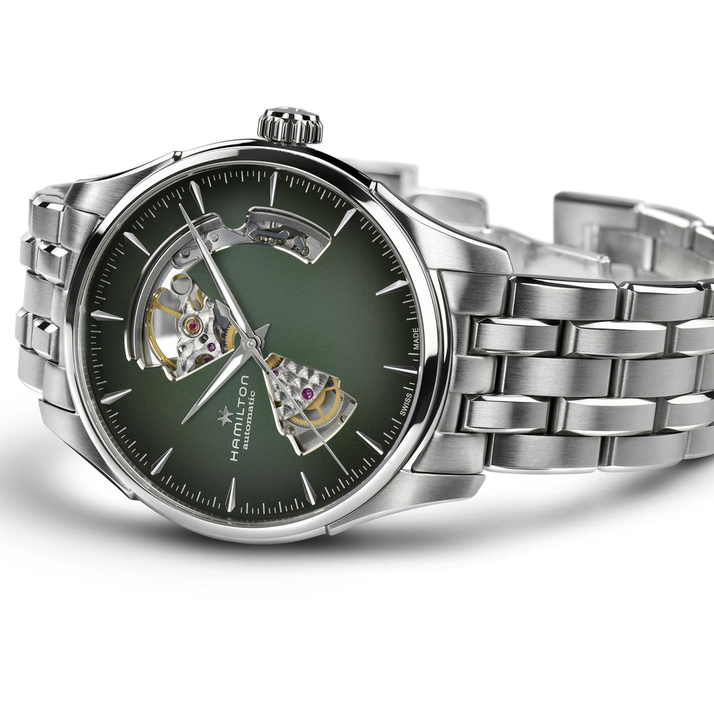 Hamilton Jazzmaster Open Heart Green Auto on Bracelet 40mm