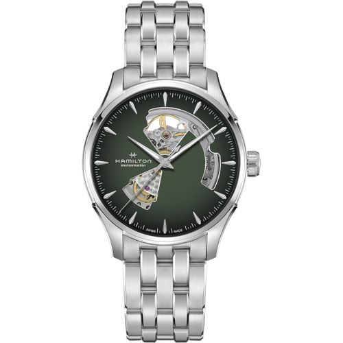 Hamilton Jazzmaster Open Heart Green Auto on Bracelet 40mm