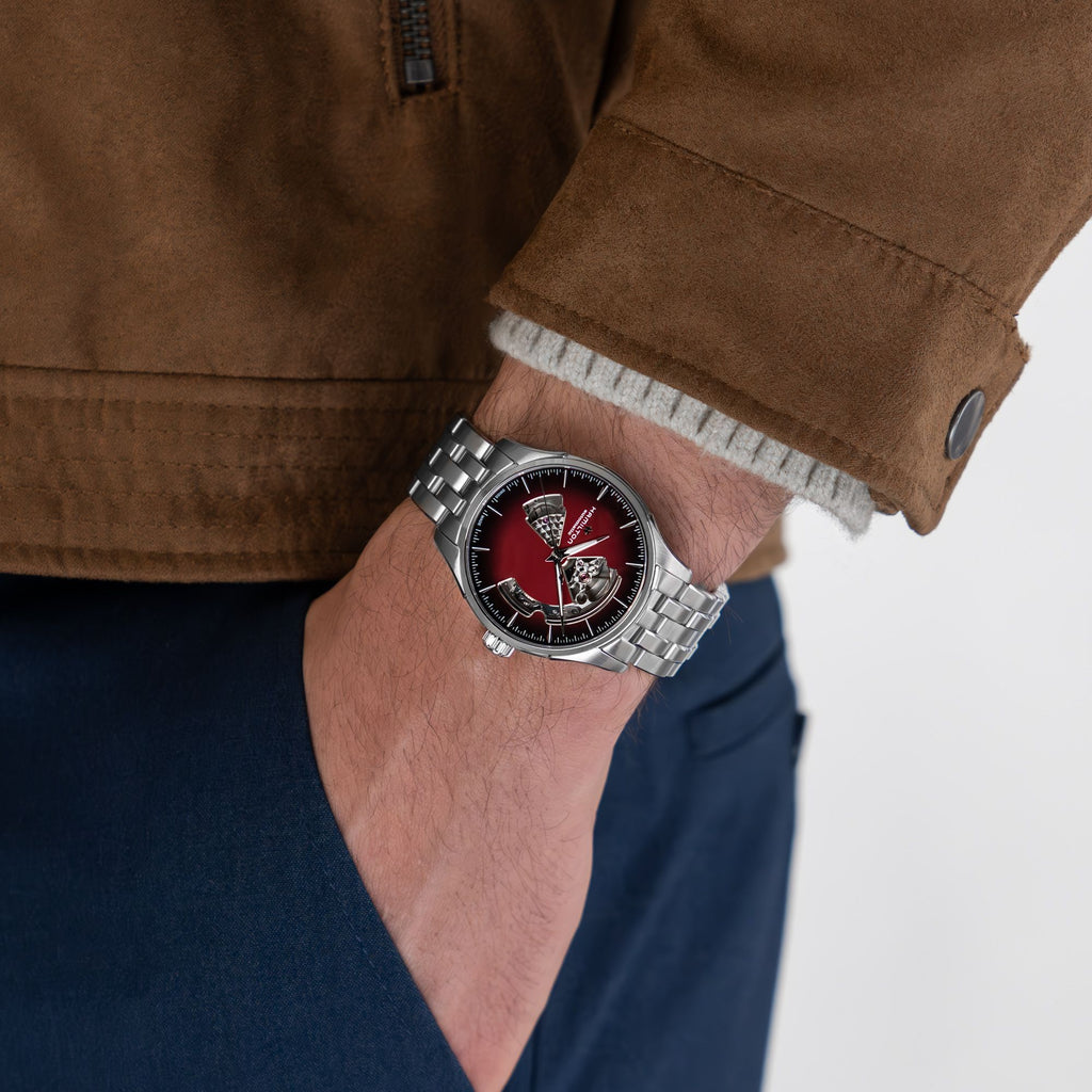 Hamilton Jazzmaster Open Heart Burgundy Auto on Bracelet 40mm