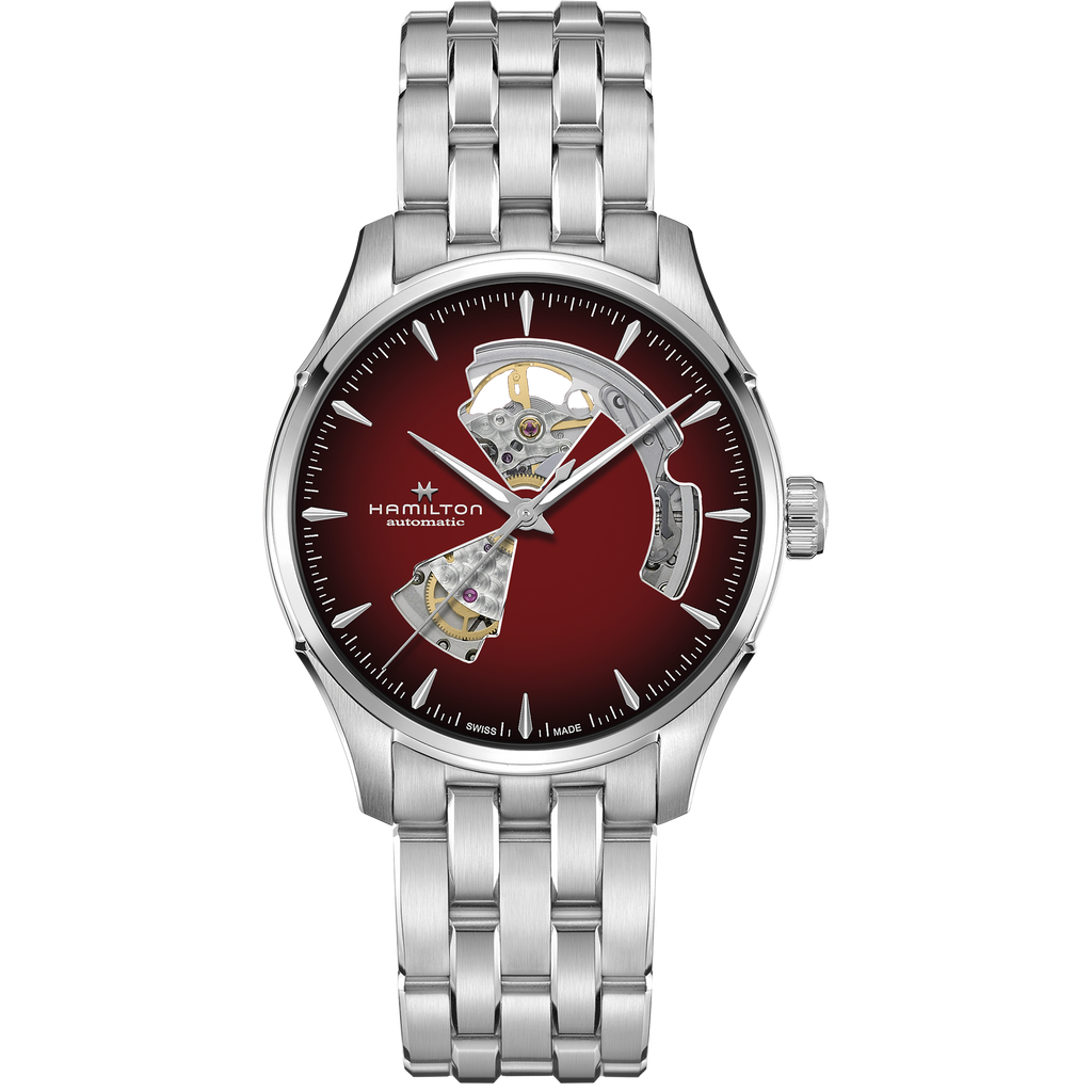 Hamilton Jazzmaster Open Heart Burgundy Auto on Bracelet 40mm