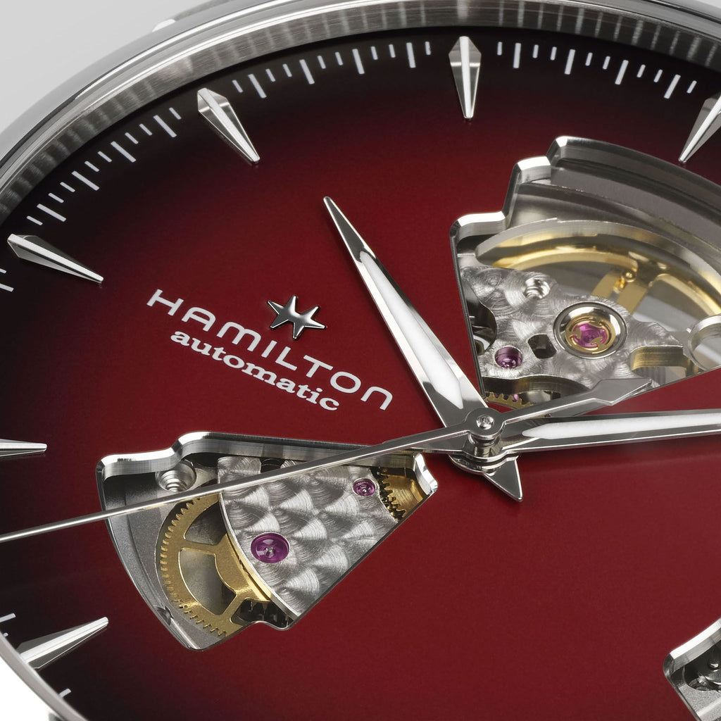 Hamilton Jazzmaster Open Heart Burgundy Auto on Bracelet 40mm