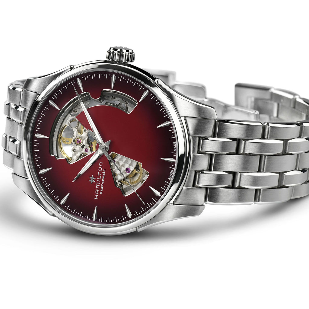 Hamilton Jazzmaster Open Heart Burgundy Auto on Bracelet 40mm