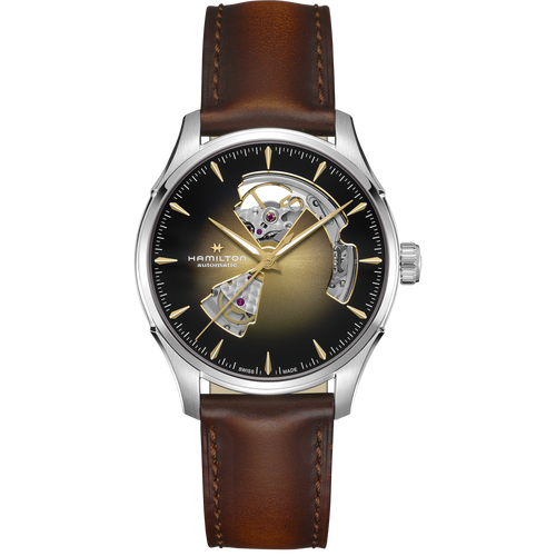 Hamilton Jazzmaster Open Heart Champagne Auto on Leather 40mm