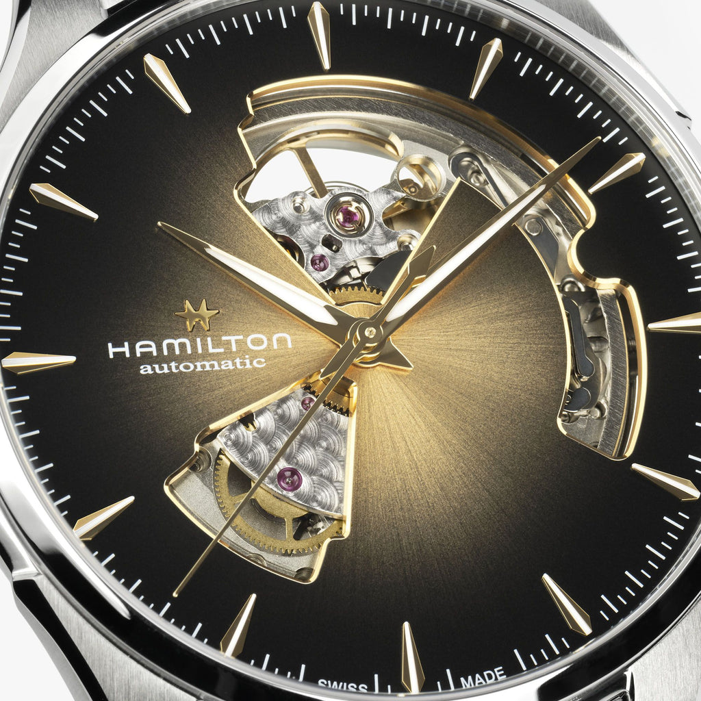 Hamilton Jazzmaster Open Heart Champagne Auto on Leather 40mm