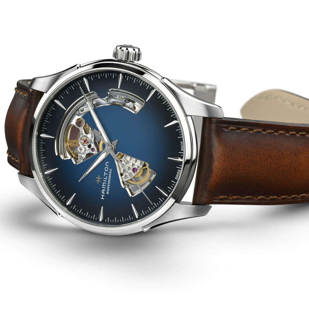 Hamilton Jazzmaster Open Heart Blue Auto on Leather 40mm