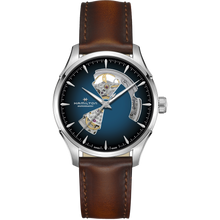 Load image into Gallery viewer, Hamilton Jazzmaster Open Heart Blue Auto on Leather 40mm