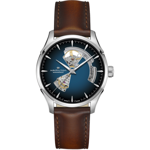 Hamilton Jazzmaster Open Heart Blue Auto on Leather 40mm