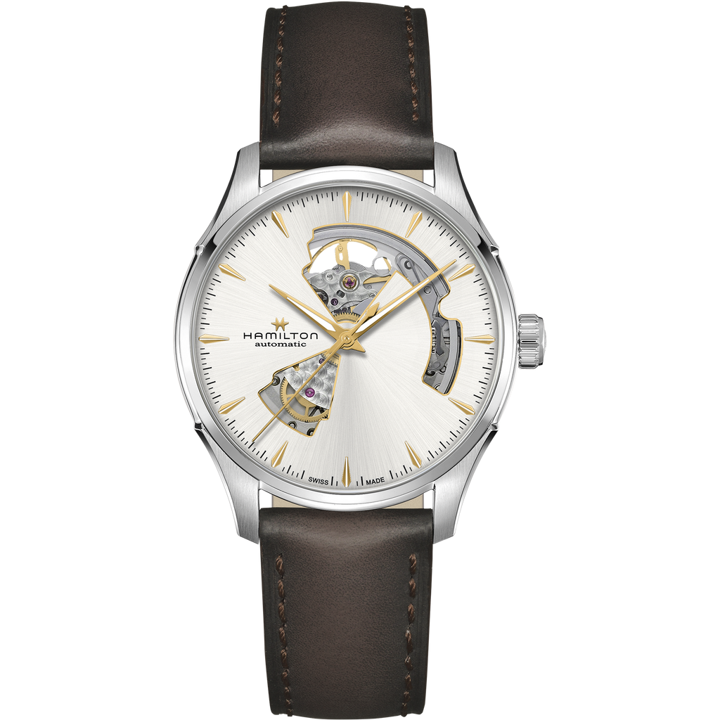 Hamilton Jazzmaster Open Heart Silver Auto on Leather 40mm