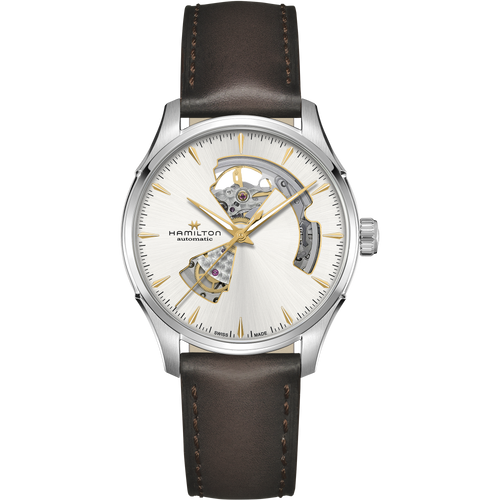 Hamilton Jazzmaster Open Heart Silver Auto on Leather 40mm
