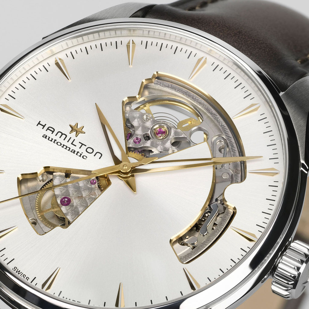 Hamilton Jazzmaster Open Heart Silver Auto on Leather 40mm