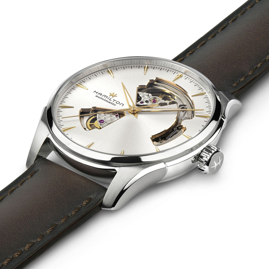 Hamilton Jazzmaster Open Heart Silver Auto on Leather 40mm