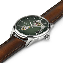 Load image into Gallery viewer, Hamilton Jazzmaster Open Heart Green Auto on Leather 40mm