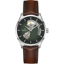 Load image into Gallery viewer, Hamilton Jazzmaster Open Heart Green Auto on Leather 40mm