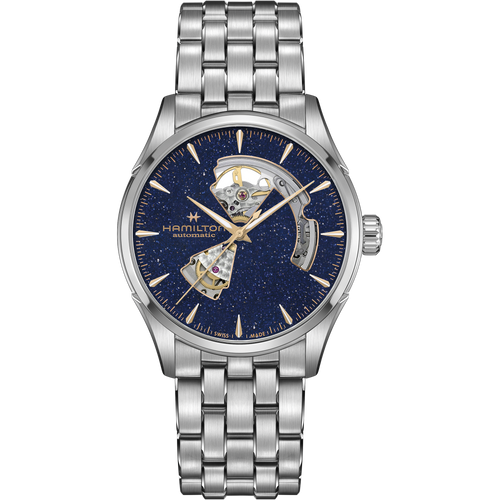 Hamilton Jazzmaster Open Heart Midnight Blue with Gold Dust Auto on Bracelet 42mm