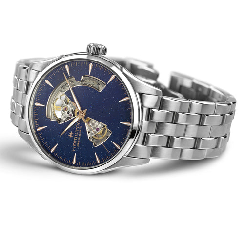 Hamilton Jazzmaster Open Heart Midnight Blue with Gold Dust Auto on Bracelet 42mm
