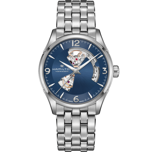 Hamilton Jazzmaster Open Heart Blue Auto on Bracelet 42mm