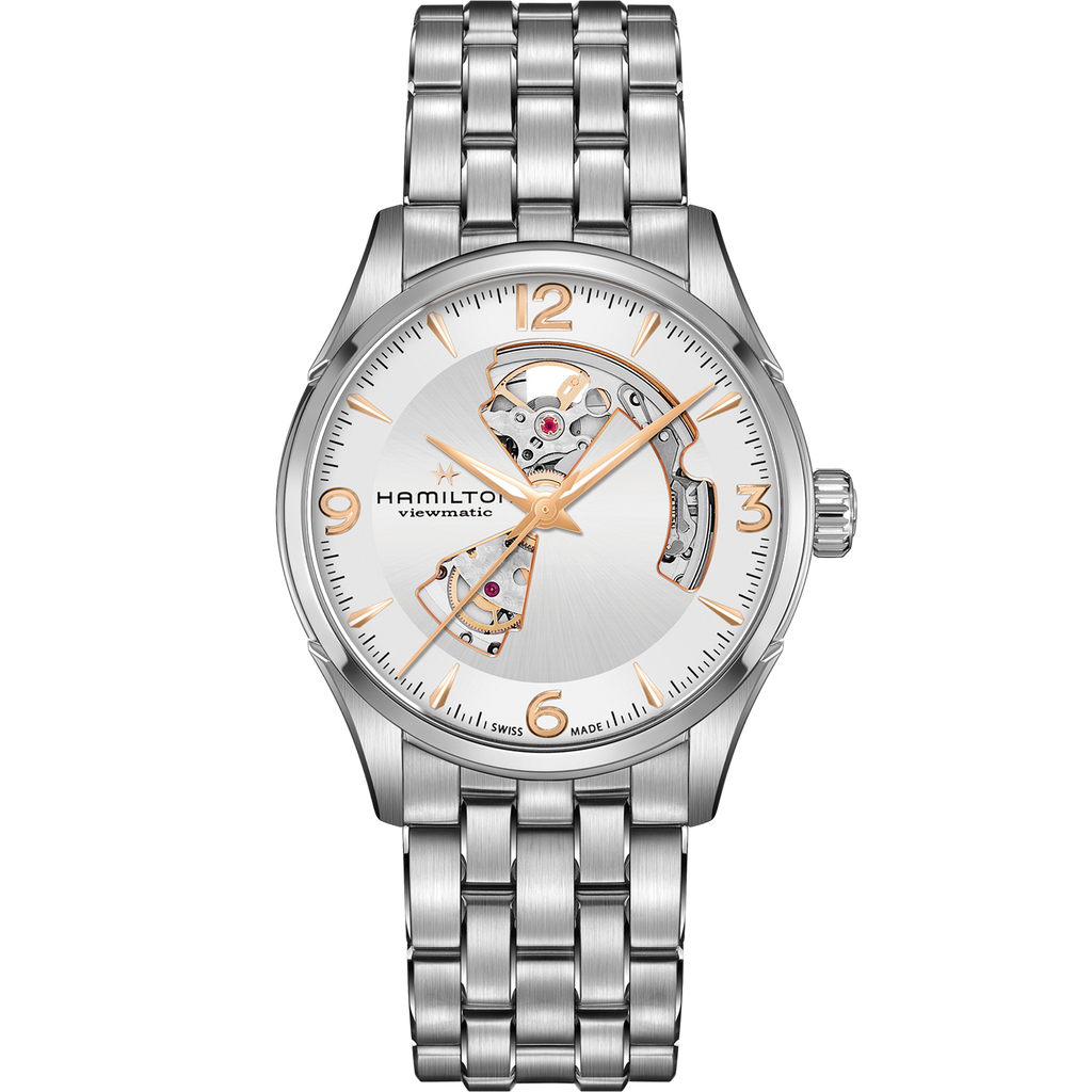 Hamilton Jazzmaster Open Heart Silver Auto on Bracelet 42mm