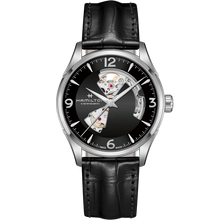 Load image into Gallery viewer, Hamilton Jazzmaster Open Heart Black Auto on Leather 42mm