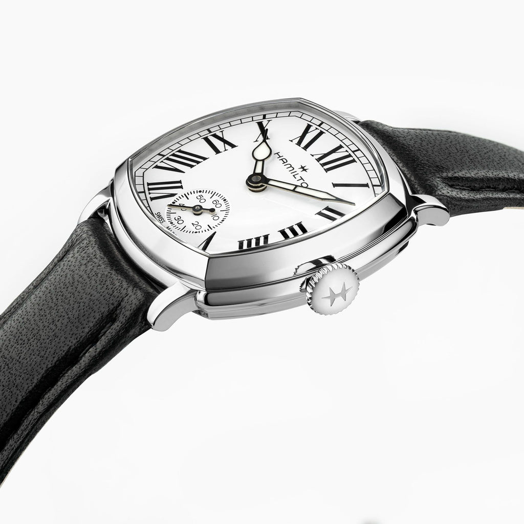 Hamilton American Classic Cushion Mechnical Steel White Dial on Leather 30 x 30 mm