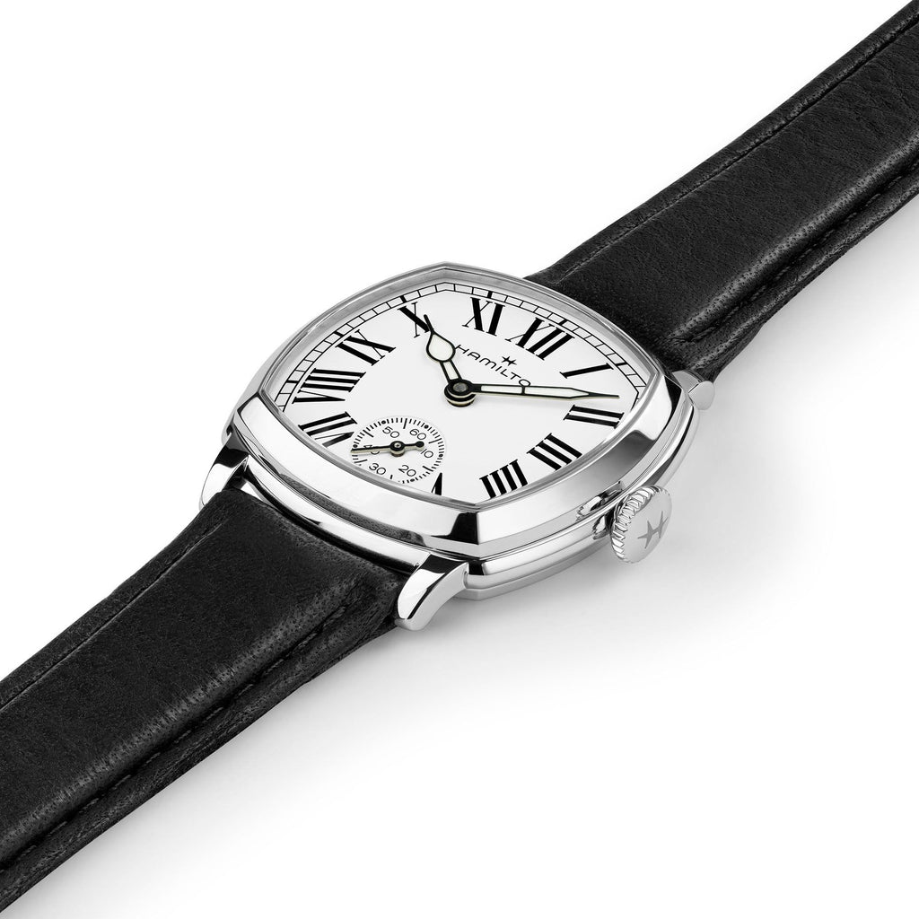 Hamilton American Classic Cushion Mechnical Steel White Dial on Leather 30 x 30 mm