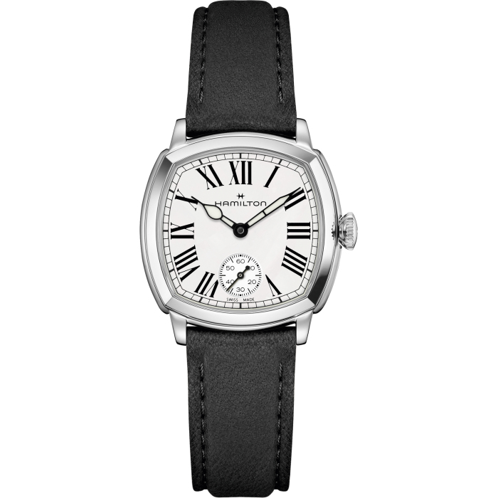 Hamilton American Classic Cushion Mechnical Steel White Dial on Leather 30 x 30 mm