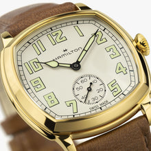 Load image into Gallery viewer, Hamilton American Classic Cushion Mechnical Beige YG PVD on Leather 34 x 34 mm