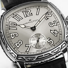 Load image into Gallery viewer, Hamilton American Classic Cushion Mechnical Engraved Steel White Dial on Leather 34 x 34 mm
