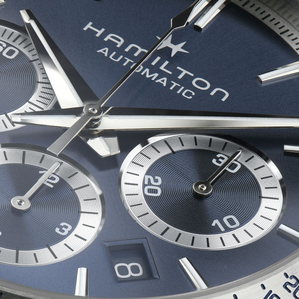 Hamilton Jazzmaster Performer Auto Chrono Blue on bracelet