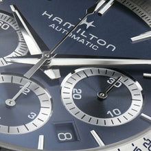 Load image into Gallery viewer, Hamilton Jazzmaster Performer Auto Chrono Blue on bracelet