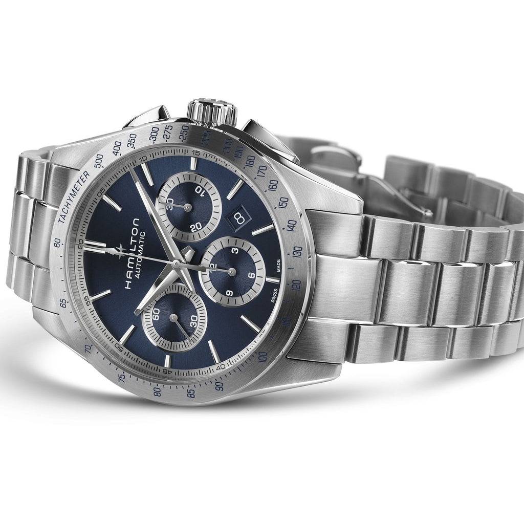 Hamilton Jazzmaster Performer Auto Chrono Blue on bracelet